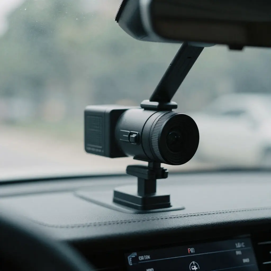 Professional dashboard camera installation in modern vehicle
